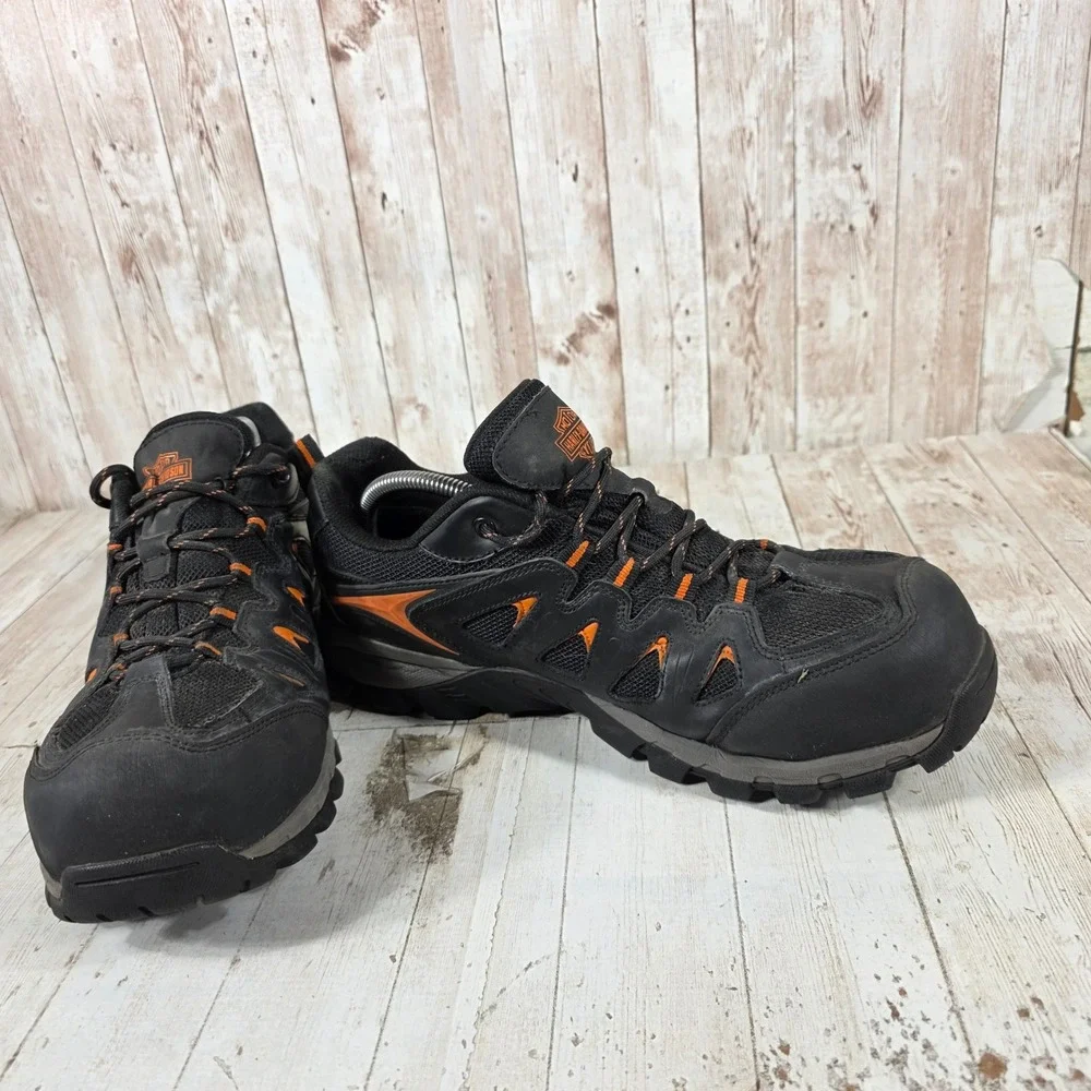 Harley-Davidson Men Black Orange Waterproof Hiking Work Shoes D93327 10.5 M
